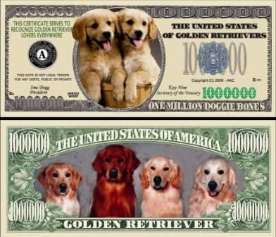 Dollars with Pictures of Goldens